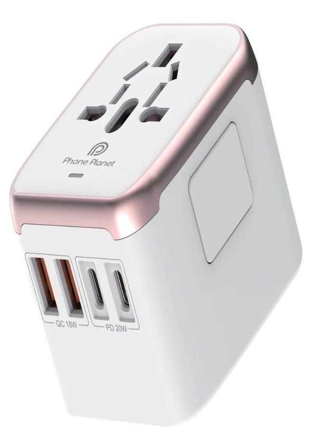 Phone Planet Universal Travel Power Adapter,5 in 1 European Travel Plug Adapter,3.5A 2xUSB-A and 2xUSB C Wall Charger and Worldwide AC Outlet for Europe USA UK AUS Asia - Image 2