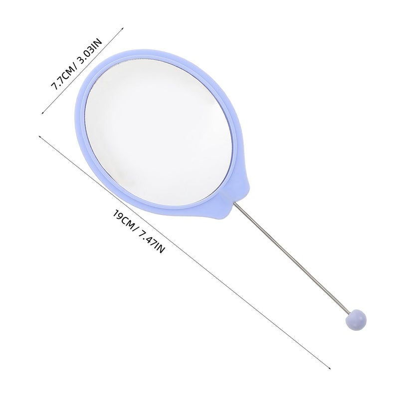 4Pcs Small Oval Beaded Handheld Makeup Mirrors In Black White Light Blue Light Pink - Image 3