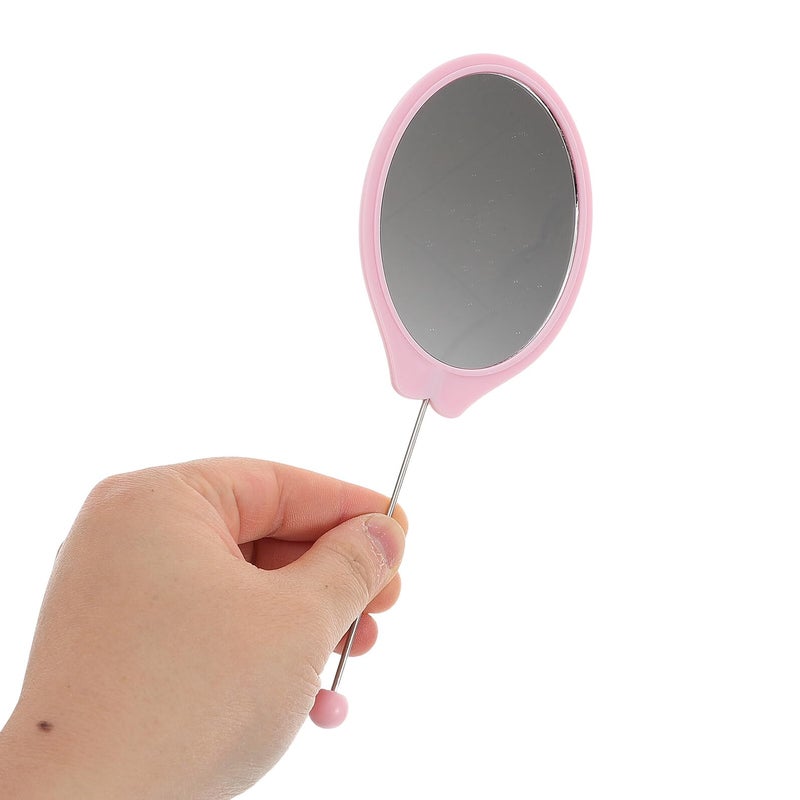 4Pcs Small Oval Beaded Handheld Makeup Mirrors In Black White Light Blue Light Pink - Image 5