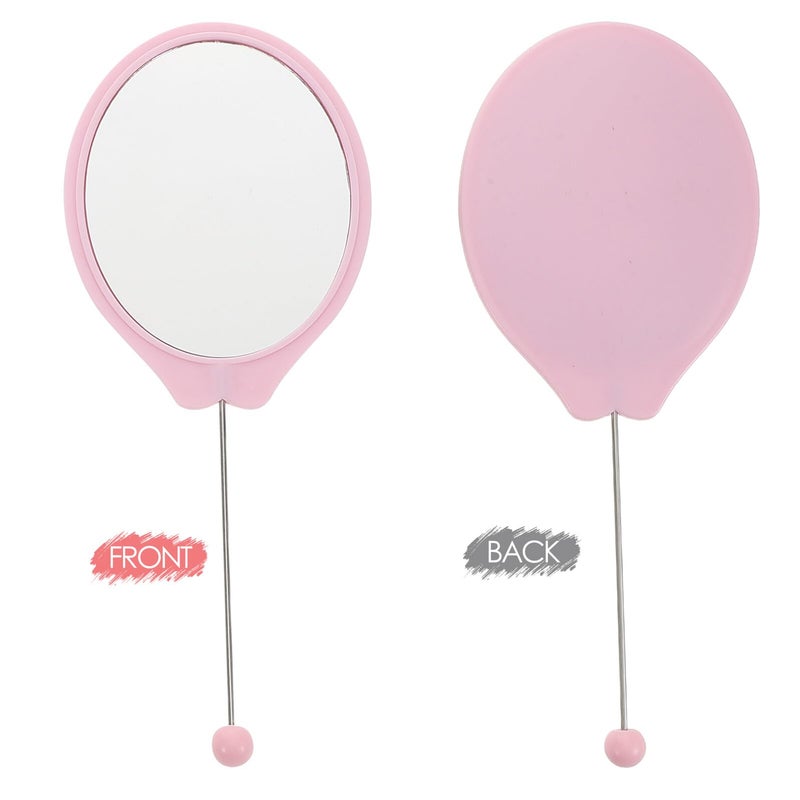 4Pcs Small Oval Beaded Handheld Makeup Mirrors In Black White Light Blue Light Pink - Image 4
