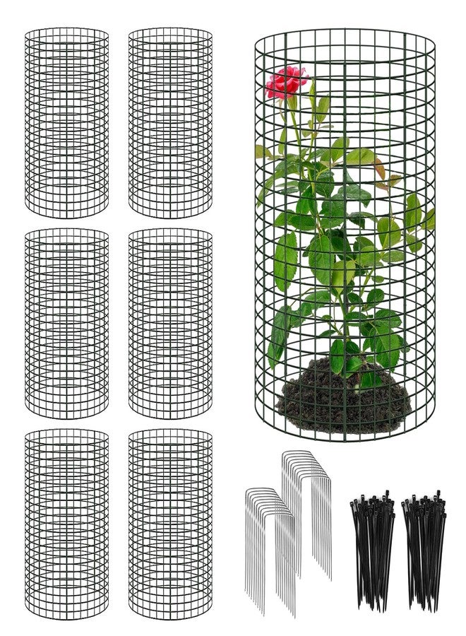 YEXEXINM 18 Pcs 24'' x 12'' Large Wire Plant Protector from Animals, 6 Pack Metal Plant Cage Chicken Wire Cloche with Ground Stakes and Nylon Tie to Keep Animals Out, Garden Protection Bunny Barricade - Image 1