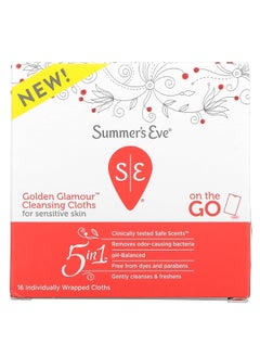 Summer's Eve Summer's Eve Golden Glamour Daily Refreshing Feminine Wipes, Removes Odor, pH balanced, 16 Count 