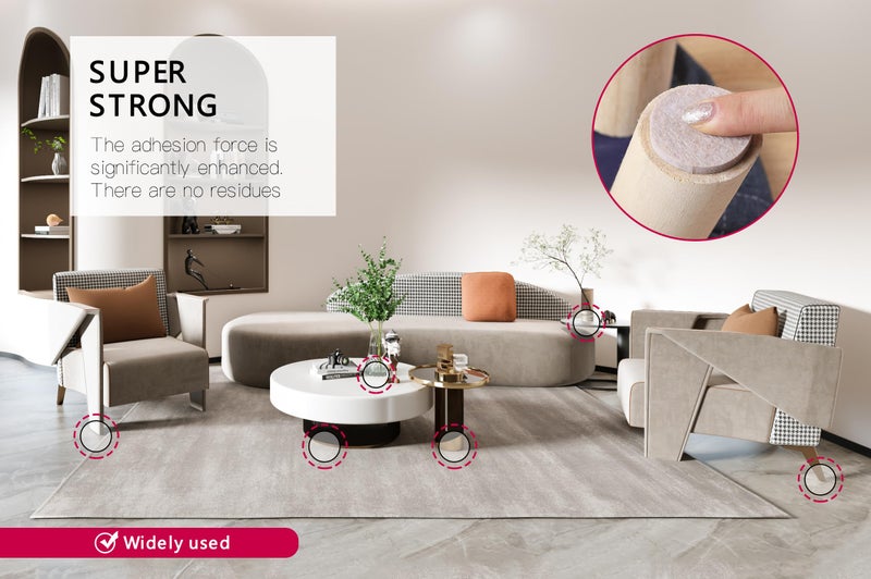 hengfento2 Felt Pads 106 Pcs Beige  Felt Furniture Pads Premium Furniture Pads Felt Furniture Pads For Protecting Hardwood Floors  Assorted Sizes Value Pack  Self-Stick Design  Easy-To-Apply.(106 Pcs Beige) - Image 3