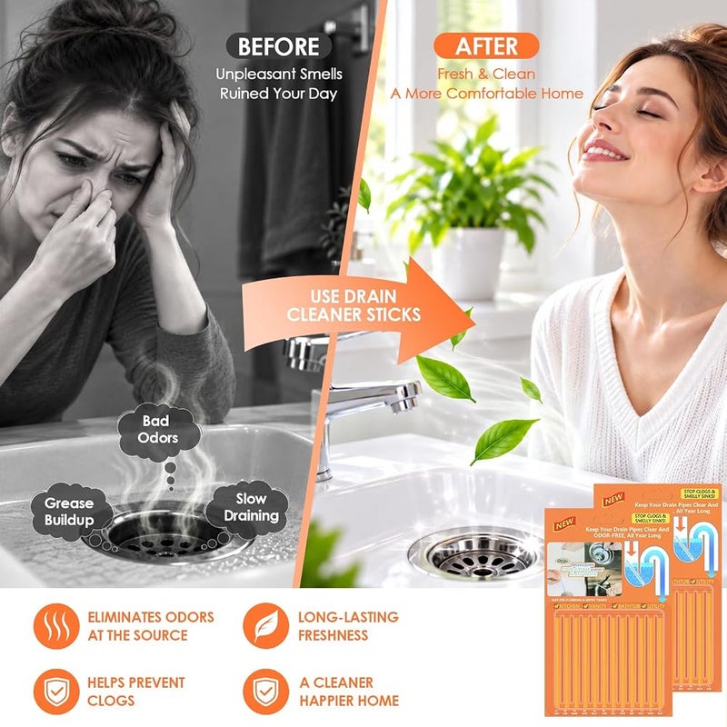 زيزن Drain Cleaner Sticks – Effectively Eliminate Odors and Keep Drains Flowing - Image 2