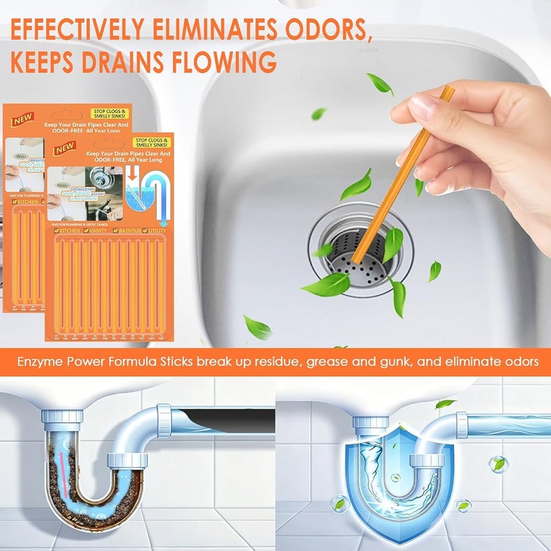 زيزن Drain Cleaner Sticks – Effectively Eliminate Odors and Keep Drains Flowing - Image 3