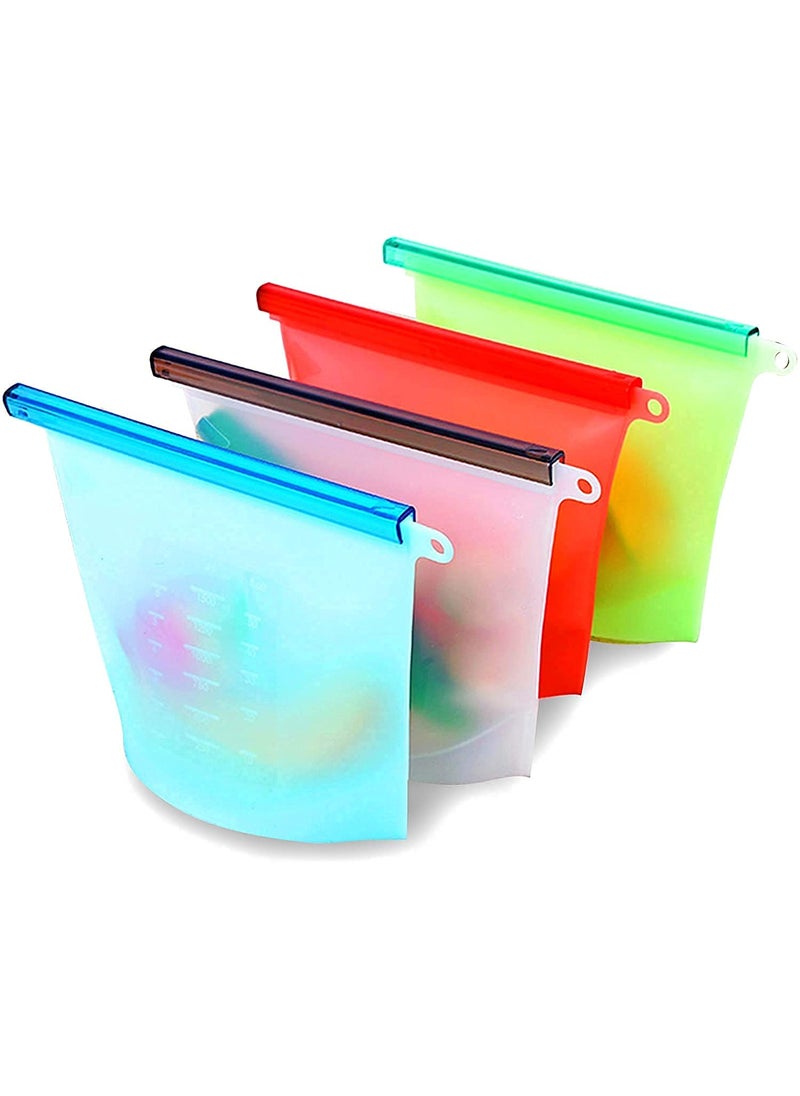 Rosaline Rosaline | Silicone Reusable Food Storage Containers Bags | Pack of 4 | 1000ML | Assorted Color | Dimension : 8.5 in X 7 in X 2 in | Modular Kitchen Storage Organizer, Preservation Leakproof Ziplock Bag For Food, Snack, Vegetable, Meat for Fridge and Microwave  - Image 3