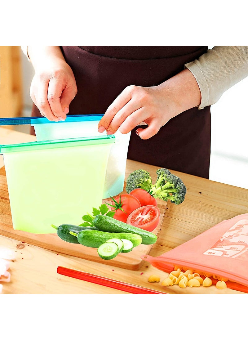 Rosaline Rosaline | Silicone Reusable Food Storage Containers Bags | Pack of 4 | 1000ML | Assorted Color | Dimension : 8.5 in X 7 in X 2 in | Modular Kitchen Storage Organizer, Preservation Leakproof Ziplock Bag For Food, Snack, Vegetable, Meat for Fridge and Microwave  - Image 2