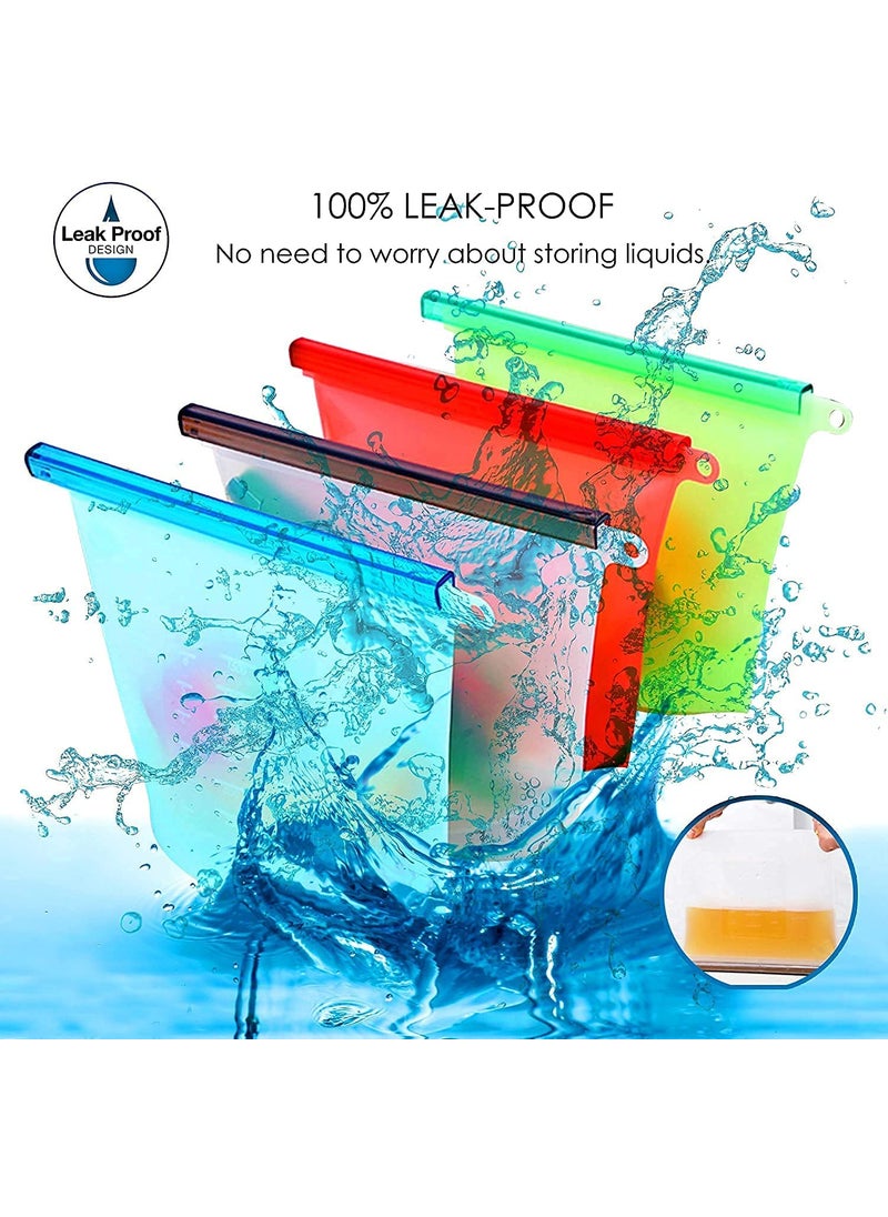 Rosaline Rosaline | Silicone Reusable Food Storage Containers Bags | Pack of 4 | 1000ML | Assorted Color | Dimension : 8.5 in X 7 in X 2 in | Modular Kitchen Storage Organizer, Preservation Leakproof Ziplock Bag For Food, Snack, Vegetable, Meat for Fridge and Microwave  - Image 5