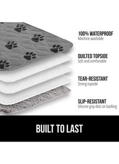 Gorilla Grip GORILLA GRIP Waterproof Dog Bed Cover, Pet Blanket for Furniture, Sofa, Couch, Crate, Car, Sofa Throw Essential for Cats and Dogs, Tear and Slip Resistant Leakproof Cushion Cover, 40x50 Gray Black Paw  - Image 2