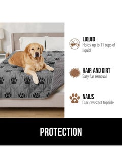 Gorilla Grip GORILLA GRIP Waterproof Dog Bed Cover, Pet Blanket for Furniture, Sofa, Couch, Crate, Car, Sofa Throw Essential for Cats and Dogs, Tear and Slip Resistant Leakproof Cushion Cover, 40x50 Gray Black Paw  - Image 5