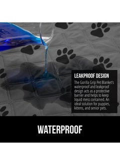 Gorilla Grip GORILLA GRIP Waterproof Dog Bed Cover, Pet Blanket for Furniture, Sofa, Couch, Crate, Car, Sofa Throw Essential for Cats and Dogs, Tear and Slip Resistant Leakproof Cushion Cover, 40x50 Gray Black Paw  - Image 3
