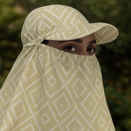 KmCho Sun Protection Scarf for Women Lightweight Breathable Face Cover Versatile Summer Outdoor Travel Cycling Beach Hiking - Cream Bandhani - Image 2