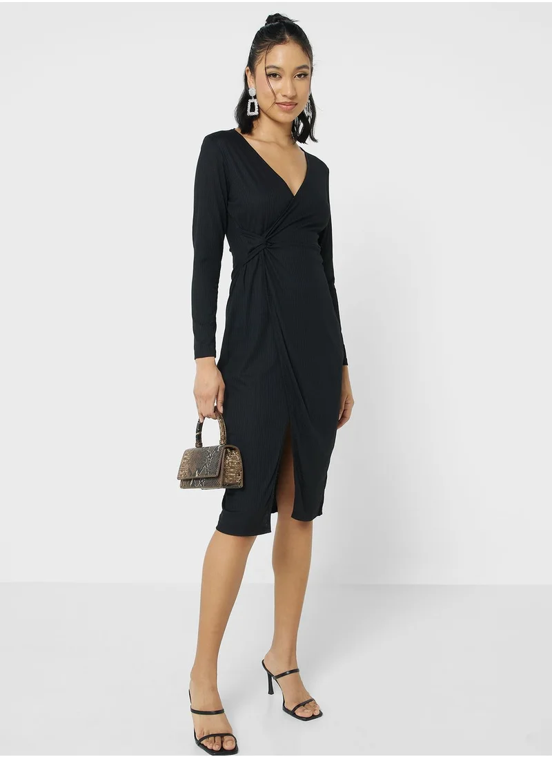 Ginger Wrap Knotted Midi Dress