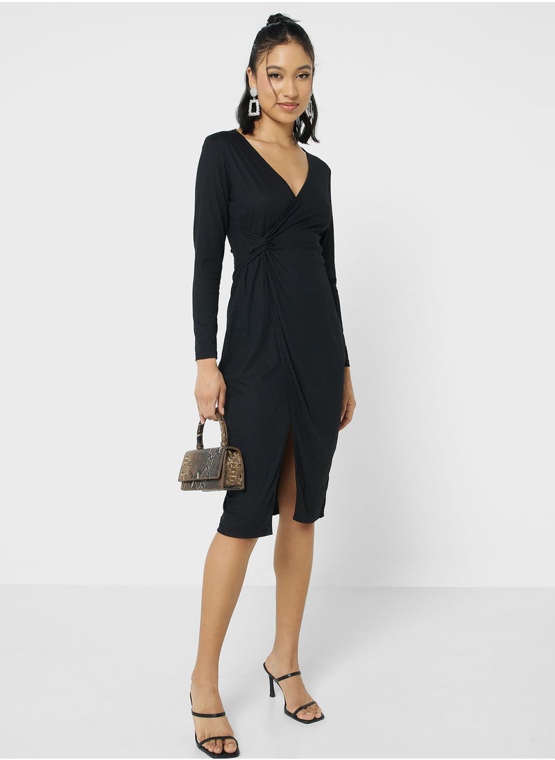 Ginger - Wrap Knotted Midi Dress - Image 1