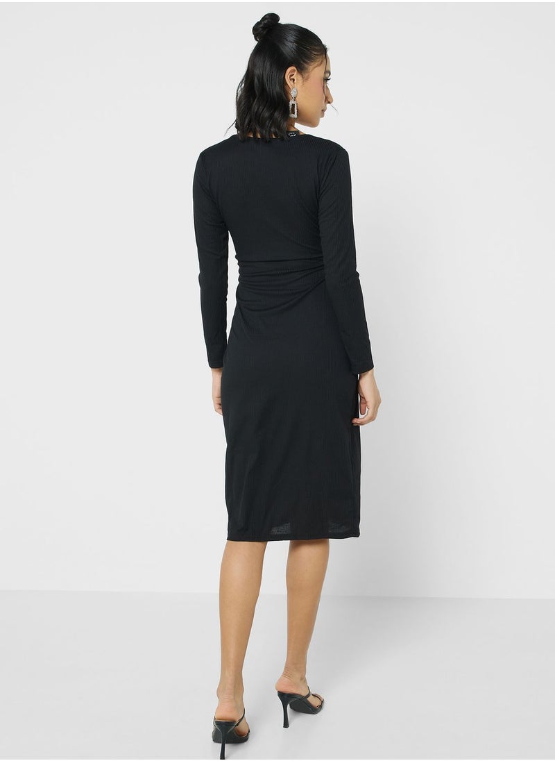 Ginger - Wrap Knotted Midi Dress - Image 1