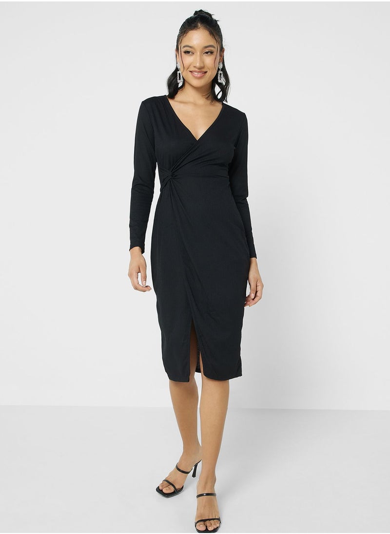 Ginger - Wrap Knotted Midi Dress - Image 1
