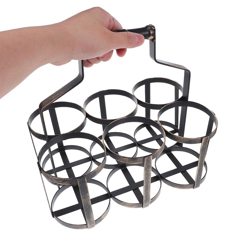 Vintage Iron 6 Bottle Carrier Basket With Handle For Beer Wine Bar Picnic - Image 4