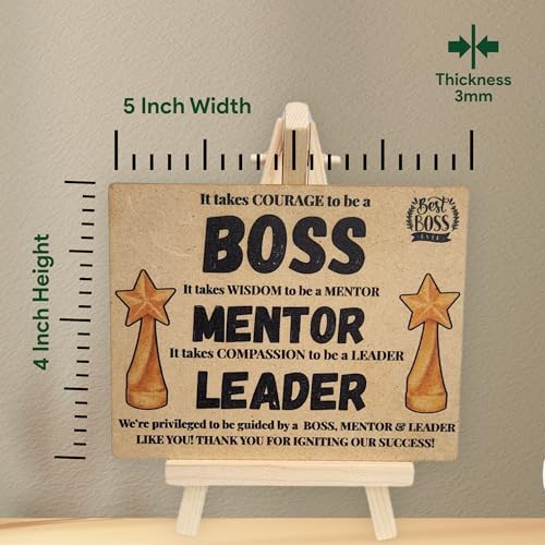tinydabba Wooden Desk Plaque with Easel – BOSS MENTOR LEADER Gift Plaque (4×5 Inches) – Thank You Appreciation Gift for Managers, Coaches, and Team Leaders - Image 3