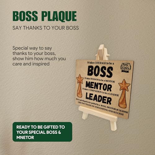 tinydabba Wooden Desk Plaque with Easel – BOSS MENTOR LEADER Gift Plaque (4×5 Inches) – Thank You Appreciation Gift for Managers, Coaches, and Team Leaders - Image 2