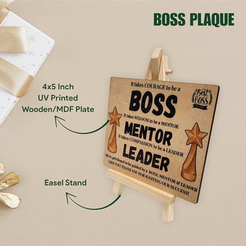 tinydabba Wooden Desk Plaque with Easel – BOSS MENTOR LEADER Gift Plaque (4×5 Inches) – Thank You Appreciation Gift for Managers, Coaches, and Team Leaders - Image 5