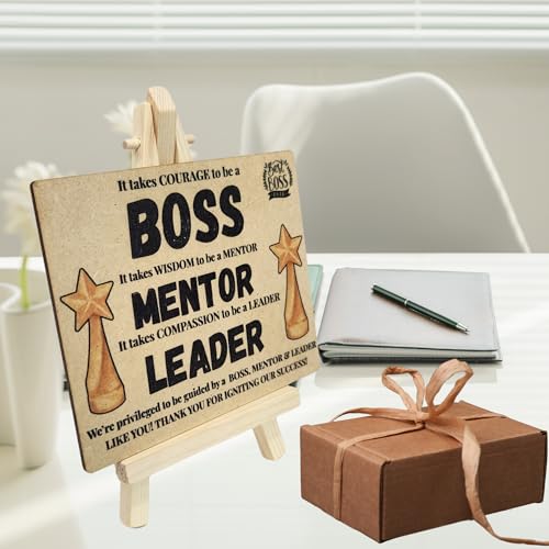 tinydabba Wooden Desk Plaque with Easel – BOSS MENTOR LEADER Gift Plaque (4×5 Inches) – Thank You Appreciation Gift for Managers, Coaches, and Team Leaders - Image 4