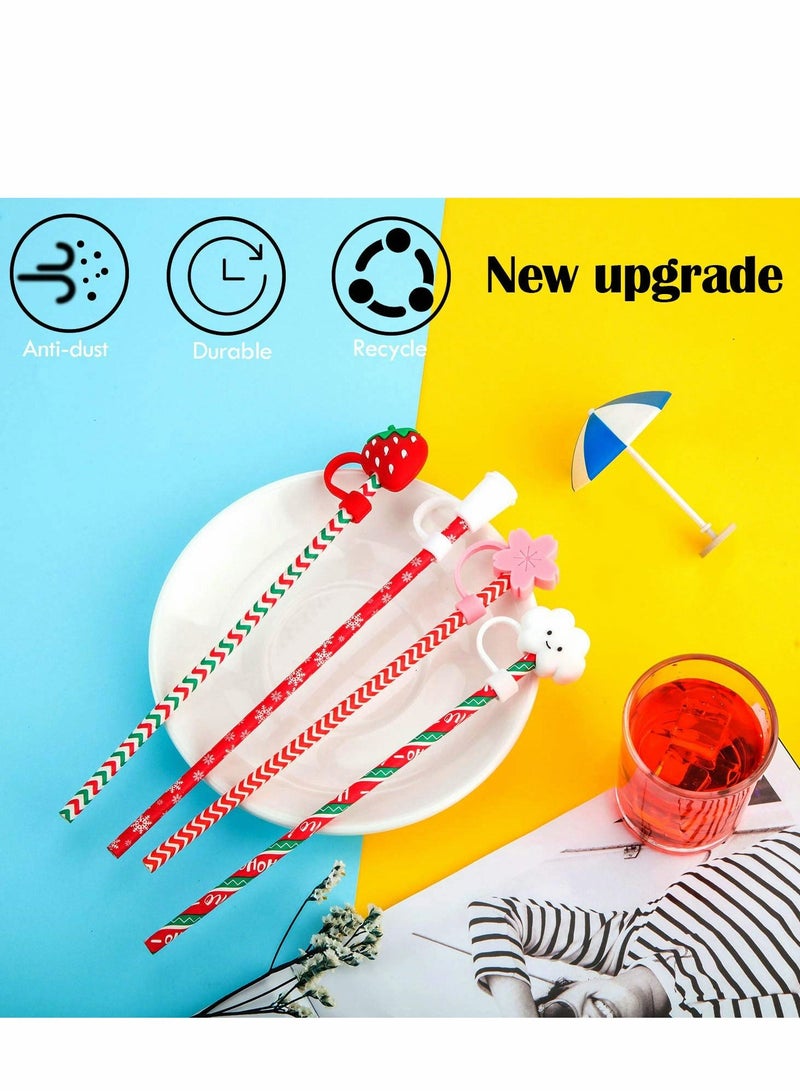 KASTWAVE Silicone Straw Tips Cover, 4 Pcs Reusable Drinking Lids Adorable Dust-proof Plugs for 6-8 mm Straws, Decor Outdoor (Not include Straw) - Image 2