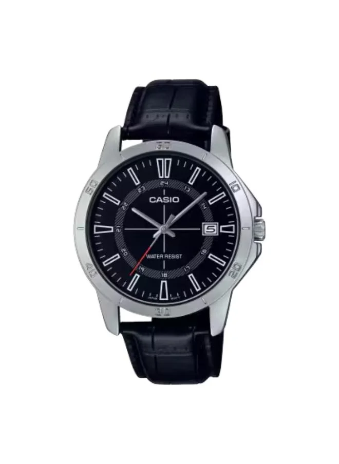 CASIO Men's Analog Display Watch With Black Leather Strap - MTP-V004L-1CUDF