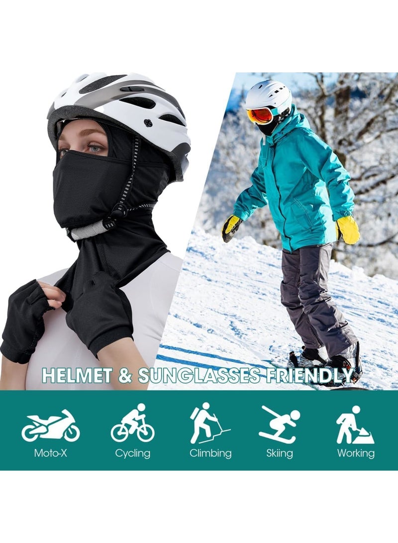 SOLARAE Ski Mask Balaclava Face Masks, 3 Pcs Sun Protection Balaclavas, Universal Size Windproof Full Head Mask, Breathable Elastic Fit, Full Head Cover with Moveable Face Mask, Black, White, Blue - Image 4
