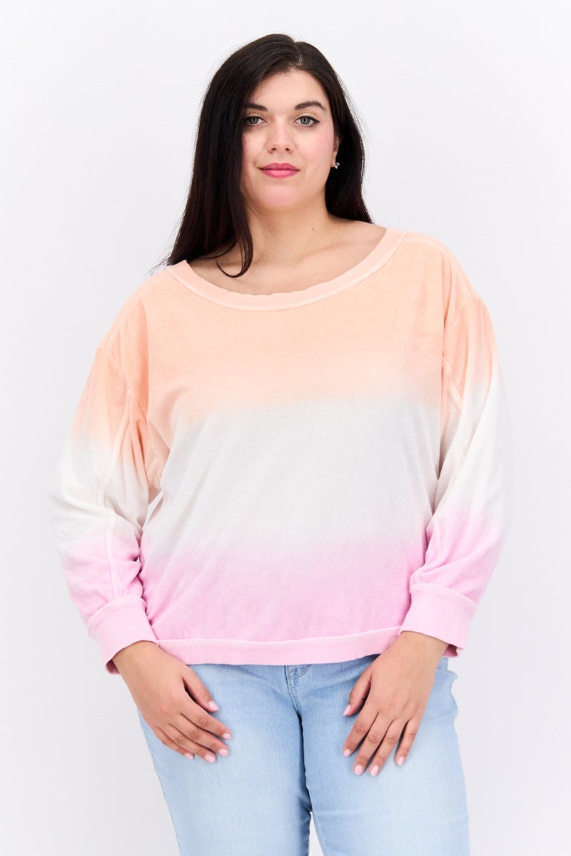 Black Tape Women Plus Size Round Neck Tie Dye Sweatshirt, Multicolor - Image 1