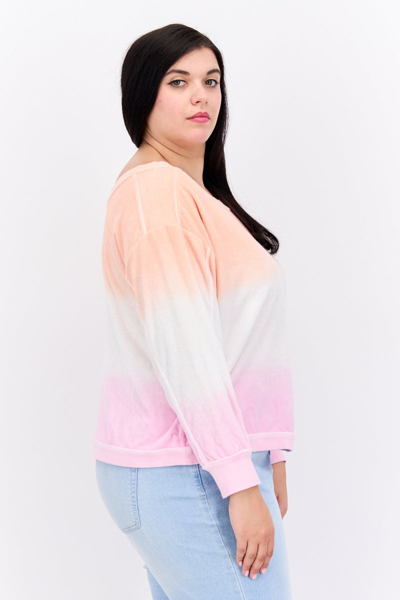 Black Tape Women Plus Size Round Neck Tie Dye Sweatshirt, Multicolor - Image 4