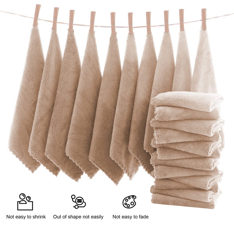 MOONQUEEN Ultra Soft Premium Washcloths Set - 12 x 12 inches - 24 Pack - Quick Drying - Highly Absorbent Coral Velvet Bathroom Wash Clothes - Use as Bath, Spa, Facial, Fingertip Towel (Brown) - Image 3