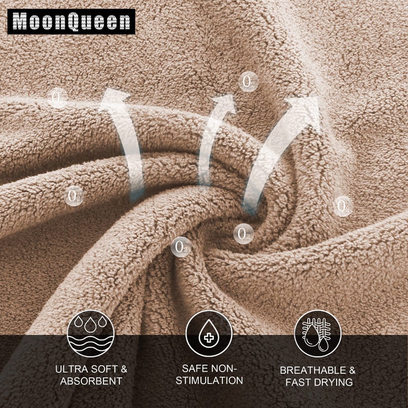 MOONQUEEN Ultra Soft Premium Washcloths Set - 12 x 12 inches - 24 Pack - Quick Drying - Highly Absorbent Coral Velvet Bathroom Wash Clothes - Use as Bath, Spa, Facial, Fingertip Towel (Brown) - Image 2