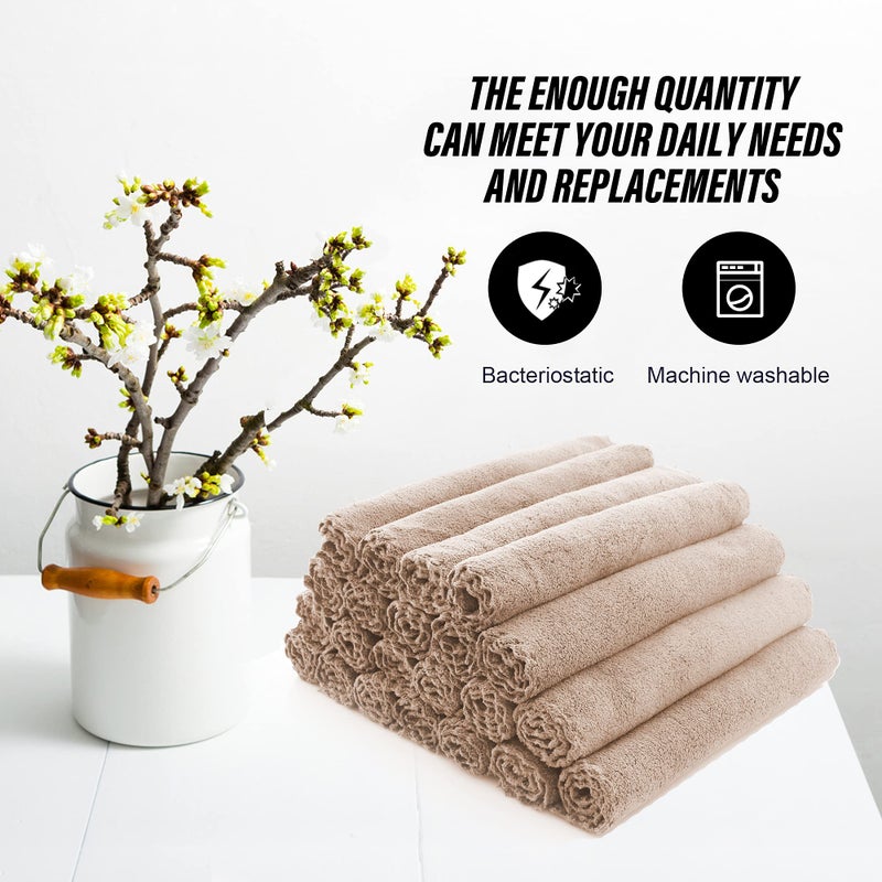 MOONQUEEN Ultra Soft Premium Washcloths Set - 12 x 12 inches - 24 Pack - Quick Drying - Highly Absorbent Coral Velvet Bathroom Wash Clothes - Use as Bath, Spa, Facial, Fingertip Towel (Brown) - Image 5