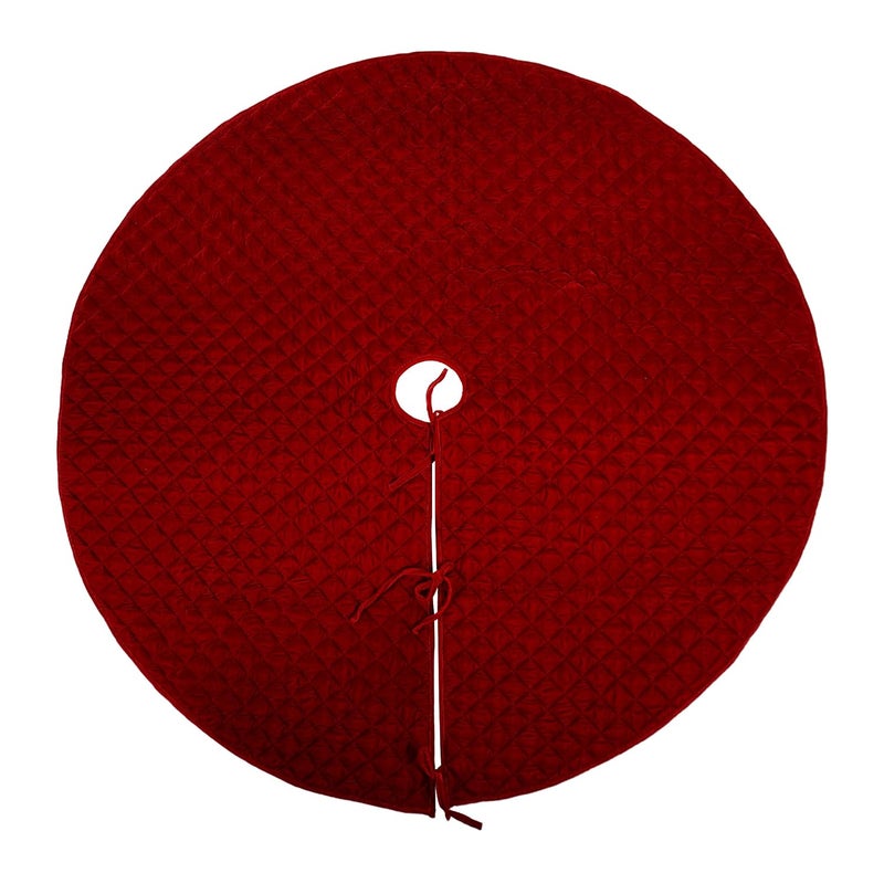 HOME HEART HOME HEART Brands Cardinal RED Quilted 24 INCH Small Round Micro Velvet Double Layer Thick Christmas Tree Skirt 5943S  - Image 1