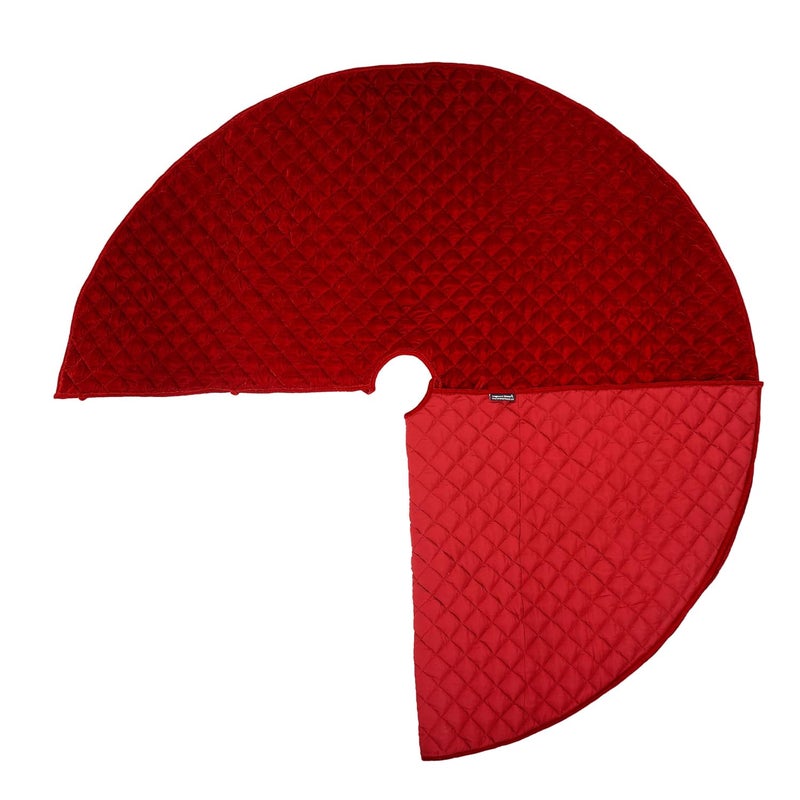 HOME HEART HOME HEART Brands Cardinal RED Quilted 24 INCH Small Round Micro Velvet Double Layer Thick Christmas Tree Skirt 5943S  - Image 2