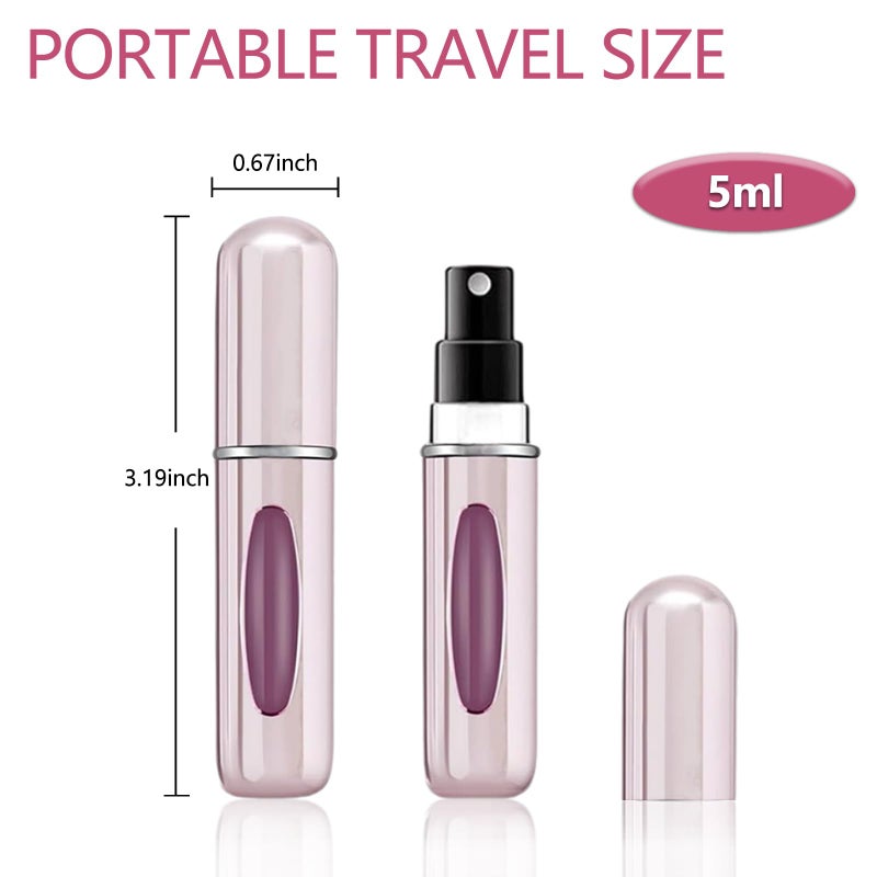 opasyo 4 Pcs Mini Perfume Atomizer Refillable Bottle, 5ml Portable Bottom Fill Scent Dispenser, Leak-Proof Cologne Travel Spray Pump for Purse & Luggage (Silver/Pink/Blue/Black) - Image 3
