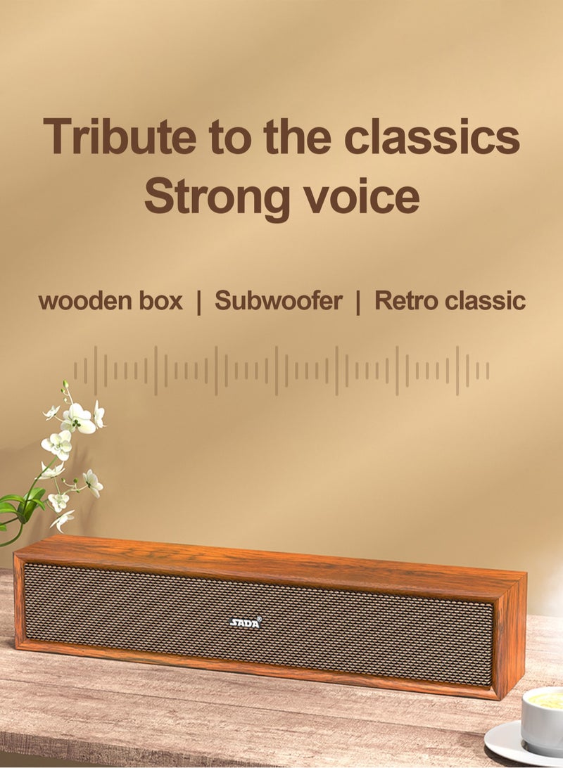 مكبر صوت كمبيوتر عالمي، مكبر صوت خشبي للطاولة المنزلية مع صوت محيطي ومنخفض التردد، يدعم البلوتوث اللاسلكي، السلكي 2.0 الوسائط المتعددة، والتوصيل عبر USB.لة المنزلية، مكبر صوت منخفض التردد للكمبيوتر، دعم مكبرات الصوت السلكية 2.0 متعددة الوسائط. - Image 2