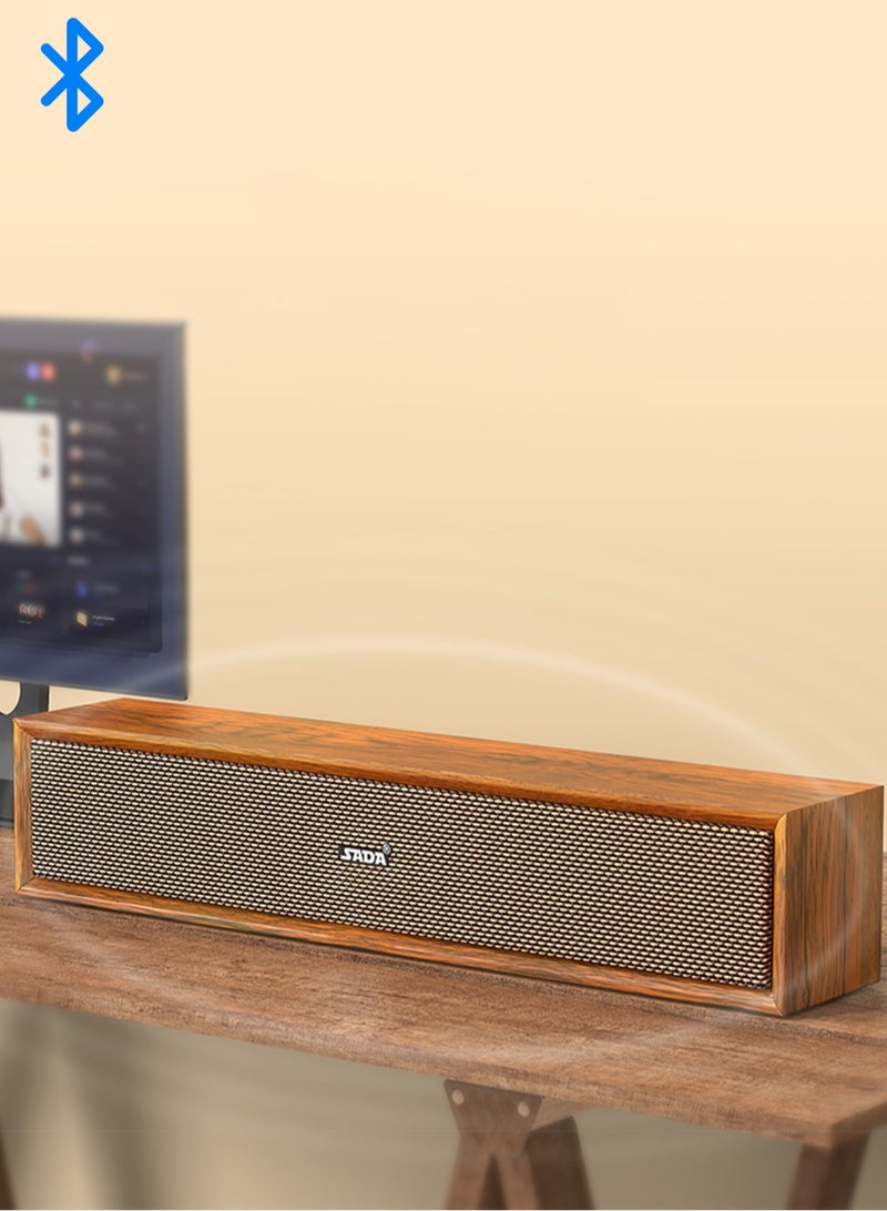 مكبر صوت كمبيوتر عالمي، مكبر صوت خشبي للطاولة المنزلية مع صوت محيطي ومنخفض التردد، يدعم البلوتوث اللاسلكي، السلكي 2.0 الوسائط المتعددة، والتوصيل عبر USB.لة المنزلية، مكبر صوت منخفض التردد للكمبيوتر، دعم مكبرات الصوت السلكية 2.0 متعددة الوسائط. - Image 1