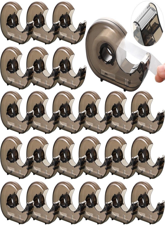 Sabary 50 Pcs Handheld Tape Dispenser Desktop Adhesive Cutter Transparent Plastic Refillable Dispenser Lightweight and Portable Manual Use Adhesive Holder for Home Packing, No Tape Included - Image 1