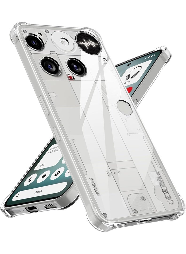Clear Case For Nothing Phone (3) Shock-Absorption TPU Cell Phone Cover with Reinforced Corners, Soft Flexible & Crystal Clear Protective Bumper Case