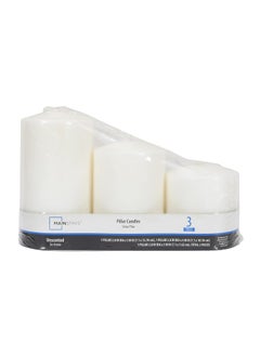 AURA Aura Long Pillar Candles Set of 3 Different Sizes for Home Decor (White, Pack of 3)  - Image 1