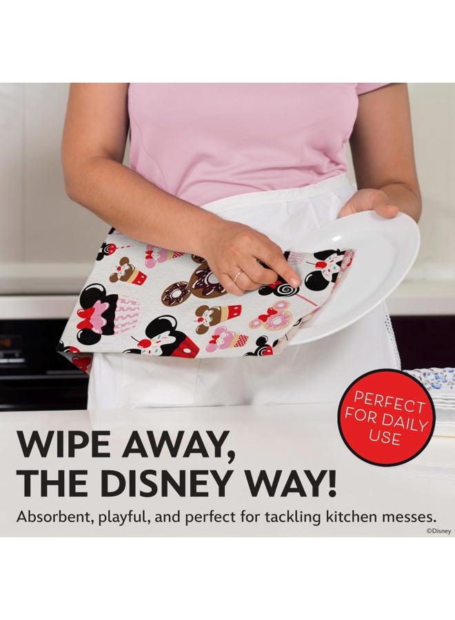 Best Brands Disney Kitchen Towels – 2-Pack 100% Cotton Kitchen Towels Set – 16" x 26" Soft & Absorbent Dish Towels – Mickey, Minnie & Stitch Designs – Durable, Machine Washable (Mickey & Minnie Sweets) - Image 2