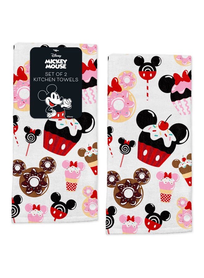Best Brands Disney Kitchen Towels – 2-Pack 100% Cotton Kitchen Towels Set – 16" x 26" Soft & Absorbent Dish Towels – Mickey, Minnie & Stitch Designs – Durable, Machine Washable (Mickey & Minnie Sweets) - Image 1