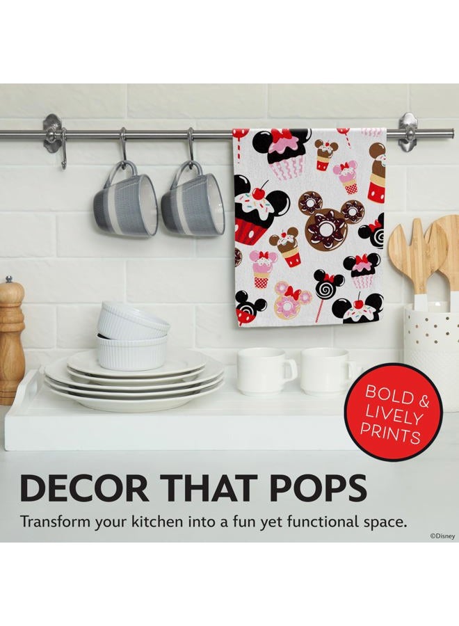 Best Brands Disney Kitchen Towels – 2-Pack 100% Cotton Kitchen Towels Set – 16" x 26" Soft & Absorbent Dish Towels – Mickey, Minnie & Stitch Designs – Durable, Machine Washable (Mickey & Minnie Sweets) - Image 4