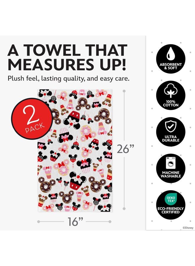 Best Brands Disney Kitchen Towels – 2-Pack 100% Cotton Kitchen Towels Set – 16" x 26" Soft & Absorbent Dish Towels – Mickey, Minnie & Stitch Designs – Durable, Machine Washable (Mickey & Minnie Sweets) - Image 5