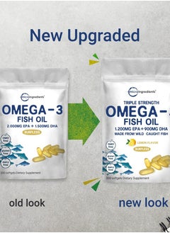 Micro Ingredients Triple Strength EPA 1200 mg and DHA 900 mg Omega-3 Fish Oil Supplement 4200 mg Per Serving, 240 Softgels  - Image 3