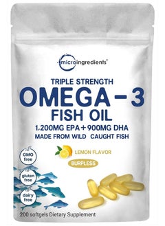 Micro Ingredients Triple Strength EPA 1200 mg and DHA 900 mg Omega-3 Fish Oil Supplement 4200 mg Per Serving, 240 Softgels  - Image 2