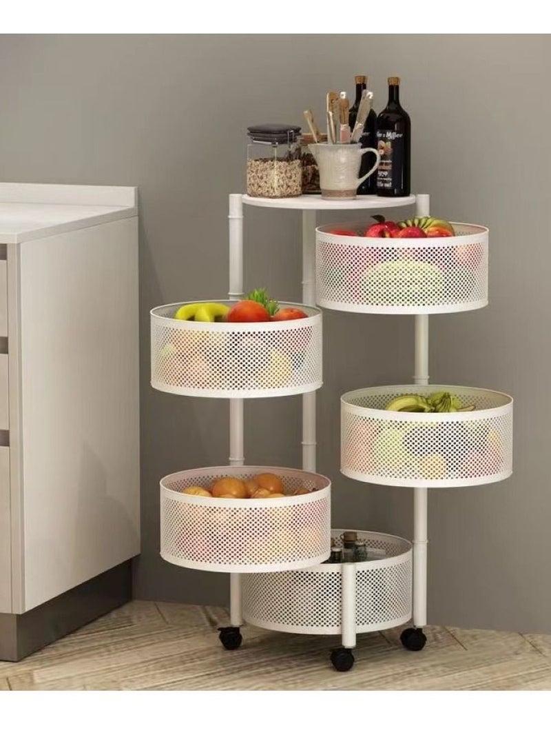 Multipurpose Rotating Storage Cart 5 Layers White Round - Image 3
