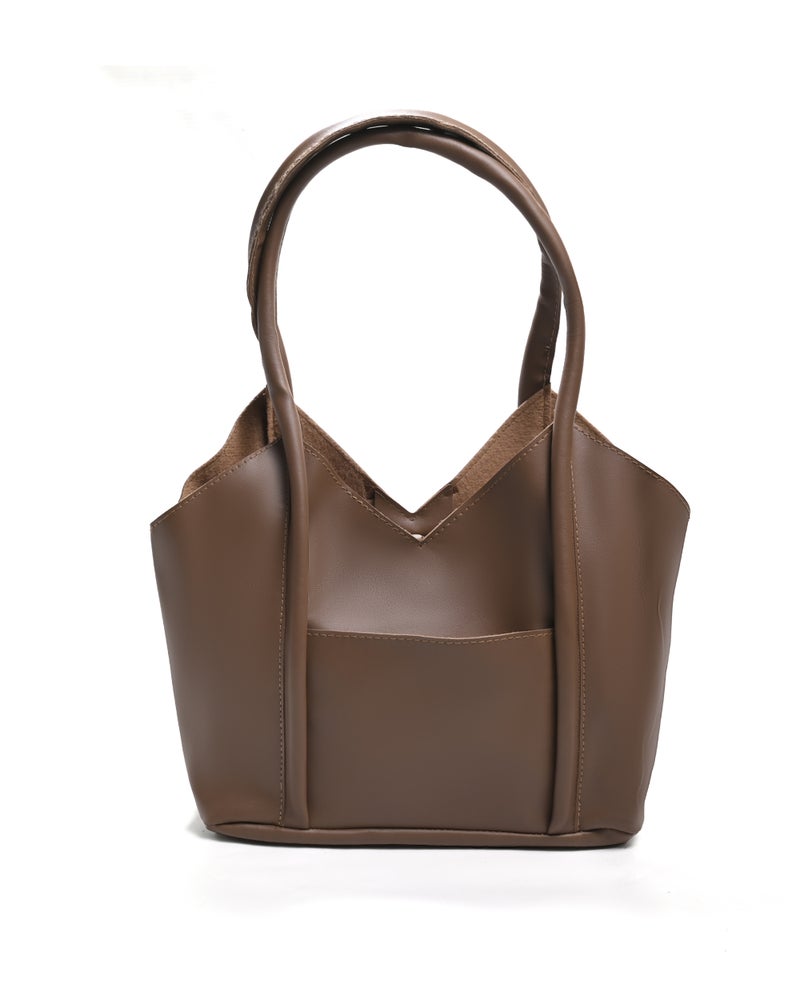 Modern Leather Shoulder Bag With Double Handles - Image 3