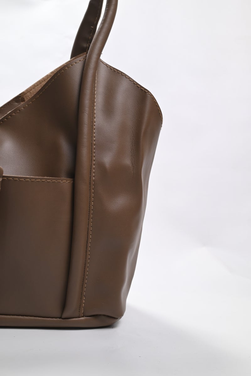 Modern Leather Shoulder Bag With Double Handles - Image 2